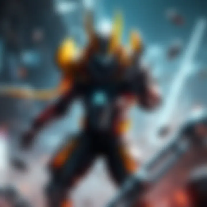 An image featuring the latest Warframe character with unique abilities and design, showcasing its strengths in action.