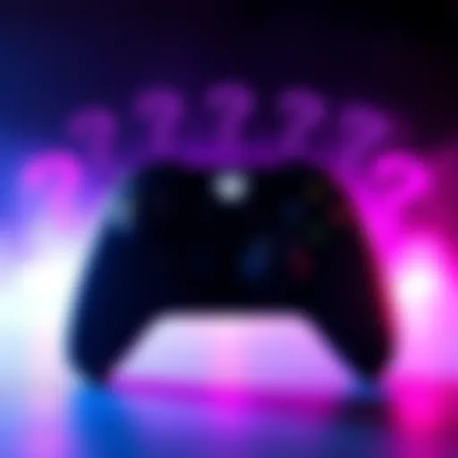 A graphic showing a silhouette of a gaming controller with question marks around it, hinting at new Xbox game rumors.