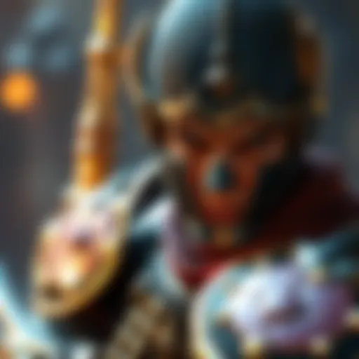 A character wearing the new in-game armour, looking ready for battle with shining details and a fierce expression.