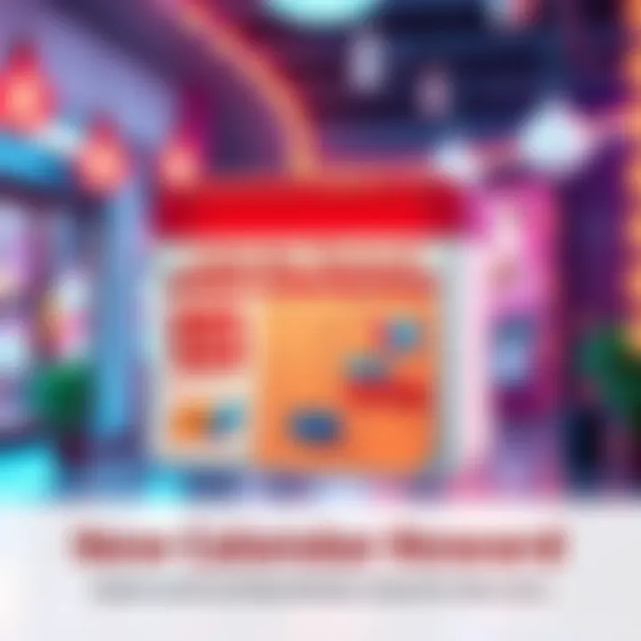 A colorful calendar displaying rewards for new participants, featuring excitement and bonuses, inviting people to join in and enjoy benefits.