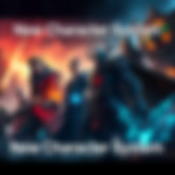 A visual representation of players creating new characters alongside existing ones, featuring diverse skill trees and character designs