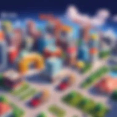 Colorful illustration of a bustling new city under construction with various buildings and parks