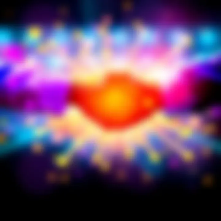 A colorful graphic showing two hands shaking, symbolizing a new partnership, with vibrant background and excitement theme.