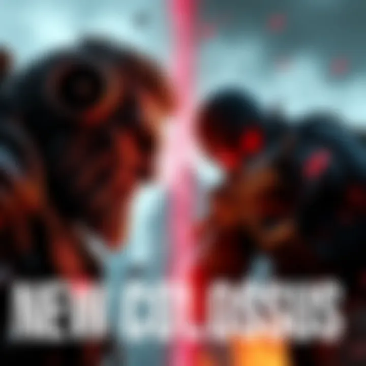 A side-by-side comparison of gameplay scenes from The New Colossus and Old Blood, showcasing differences in graphics and action.