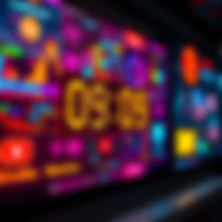 New Countdown Display A vibrant countdown timer on a screen with colorful graphics, signaling the launch of new content after YouTube's countdown.