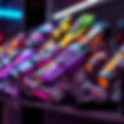 Display of various new Cyber Arm styles showcasing their unique designs and colors.