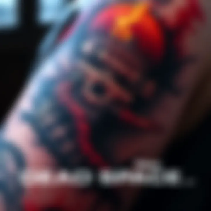 A close-up of a detailed Dead Space tattoo showing elements of survival and horror.
