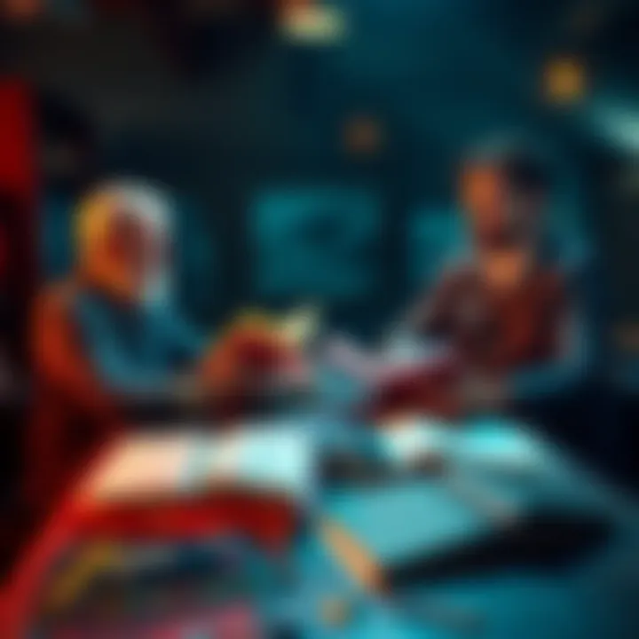 New Dungeon Master with D&D books A new Dungeon Master sits at a table with Dungeons & Dragons books open, discussing game tips with a friend who is interested in playing a druid character.