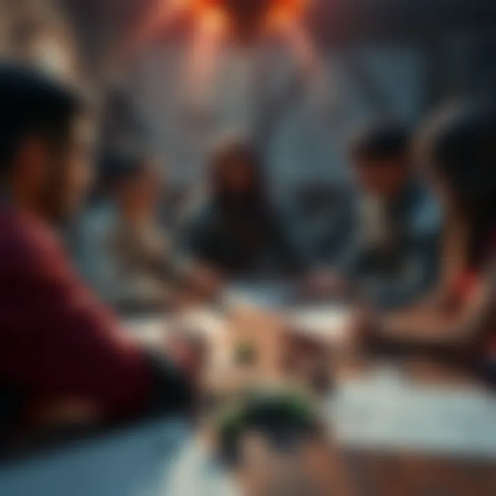 A new Dungeon Master guiding a group of three players in a tabletop role-playing game session with character sheets and dice on the table.