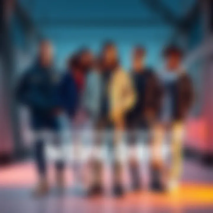 Fashionable streetwear styles from New Drip A group of young people wearing trendy streetwear outfits showcasing New Drip fashion