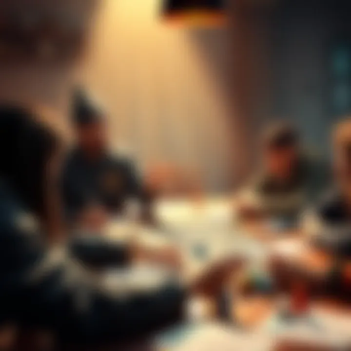 A first-time Dungeon Master guides players through a tabletop game, with dice and character sheets on the table.