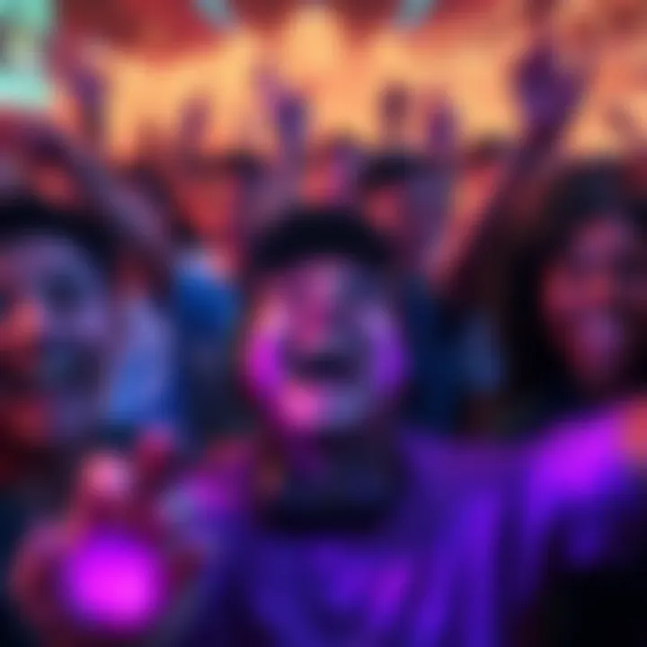 People celebrating the release of a new emote with joyful expressions and colorful graphics.