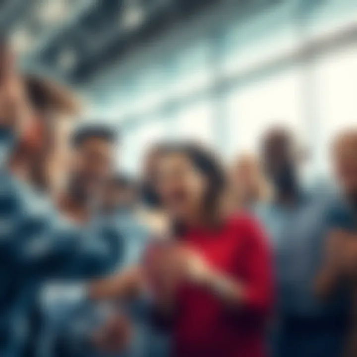 A group of diverse people excitedly discussing new developments and changes in 2025.