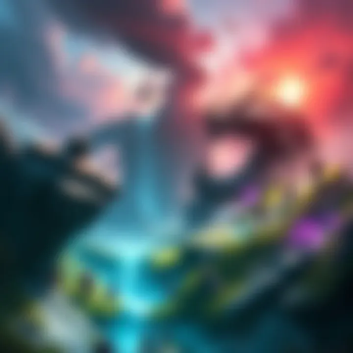 Concept art for a new fantasy game featuring magical landscapes and unique creatures