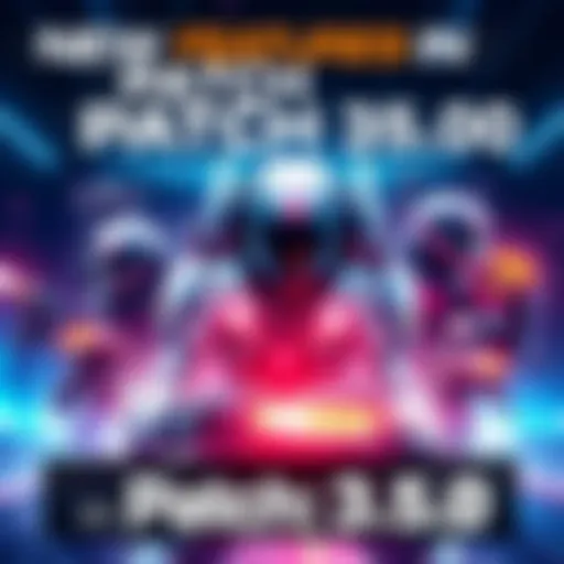 A graphic illustrating the new features and improvements in the 35.0 Patch Notes, highlighting gameplay enhancements.