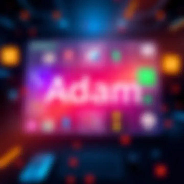 A graphic showing a glimpse of exciting features in the Adam Update 0.38.1, with colorful icons and text highlights.