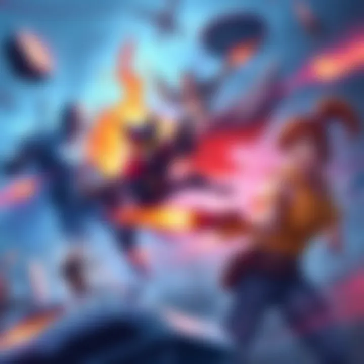 Illustration showing characters engaged in 5v5 battles and Zombie Tag gameplay, highlighting action and excitement