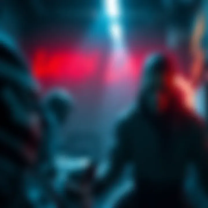 A dark scene from the upcoming game featuring twisted characters and a complex storyline