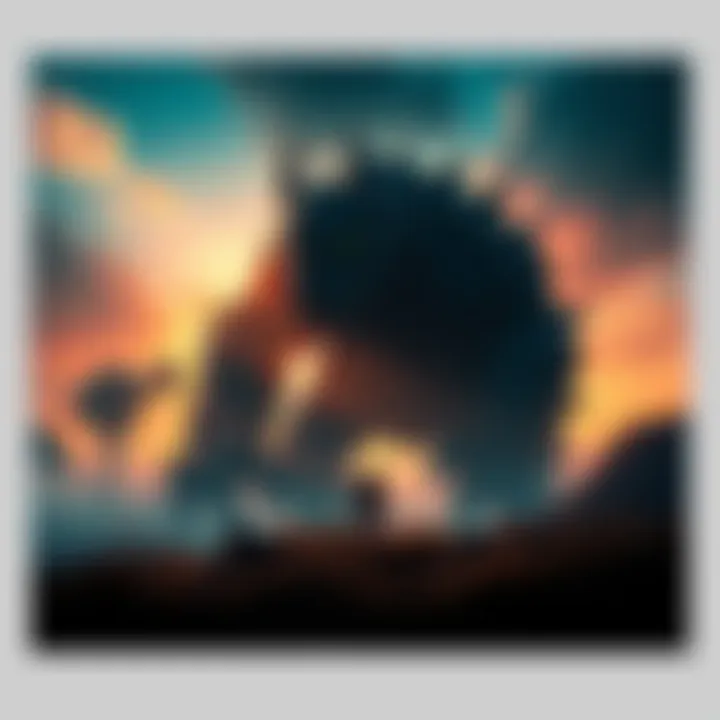 Art showcasing the new game from Shadow of the Colossus creators, featuring a giant creature and a hero character in a fantasy landscape.