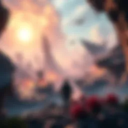 Player exploring a stunning new game map with intense combat against new enemies