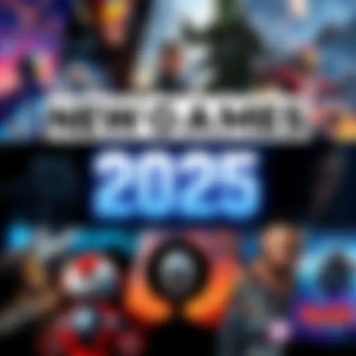 A collage of various new video game covers and characters, showcasing excitement for upcoming titles in 2025.