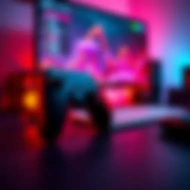 Close-up of a new gaming controller placed on a desk with a computer screen in the background