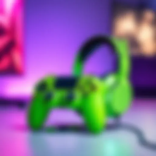 A stylish new green headset and matching controller designed for gaming