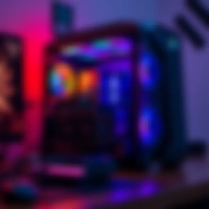 New Gaming PC Build A newly built gaming PC with RGB lighting, a powerful graphics card, and a sleek case on a desk