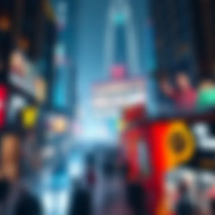 New GTA VI Screenshot A vibrant city scene from Grand Theft Auto VI, showcasing bright lighting, detailed buildings, and crowds of characters.