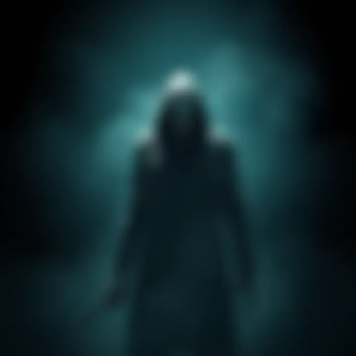 A new killer character stands ominously, showcasing improved abilities while sharing similarities with older killers, set against a dark backdrop.