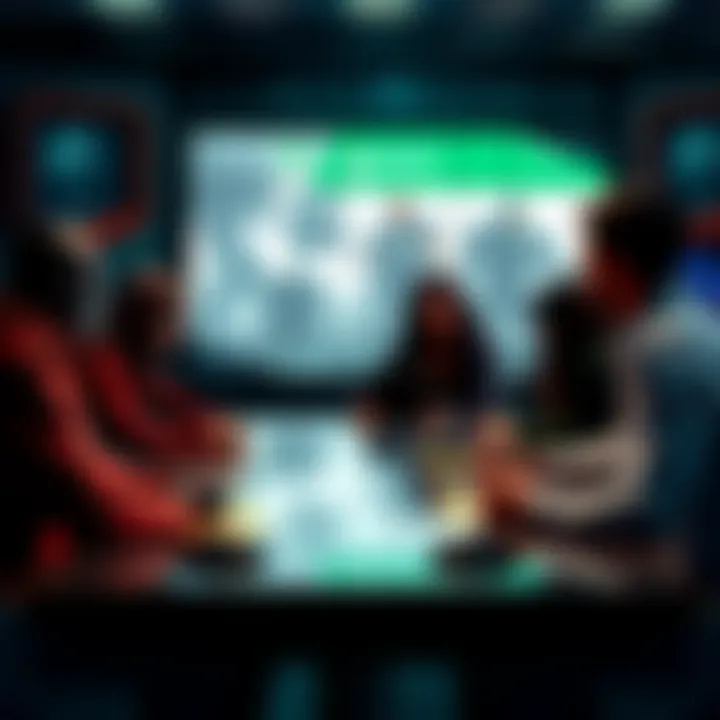 New Leadership at Xbox Asha Sharma leading a team discussion at Xbox, with Gears of War images on display, reflecting strategic changes and Project Helix