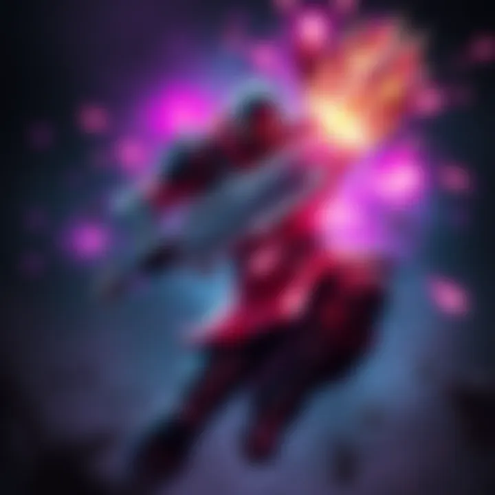 A fierce melee character inspired by Krieg, wielding a large weapon and showcasing powerful combat moves, surrounded by vibrant energy effects.