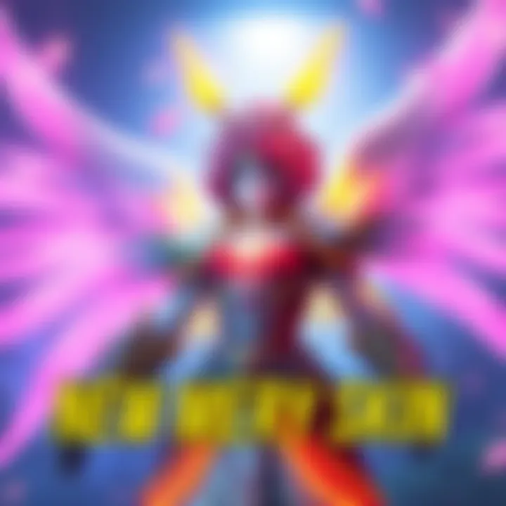 A vibrant new Mercy skin showcasing her angelic design with bright colors and unique features, set against a gaming backdrop.