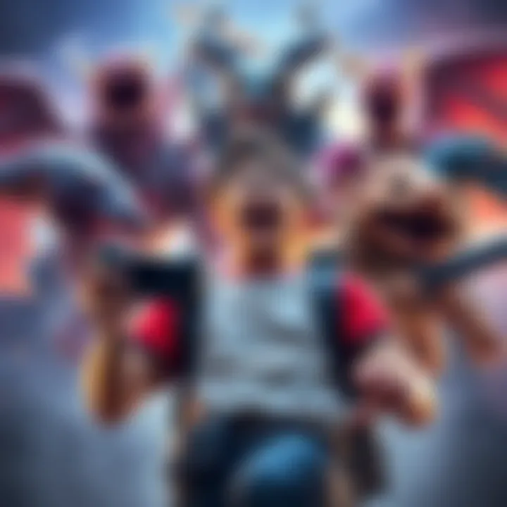 A gamer holding a controller, looking excited while surrounded by Monster Hunter game art and characters.