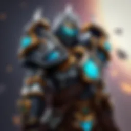 A character wearing the MR Jyratodus armor with blue accents, showcasing a paladin-like look, suitable for hammer users.