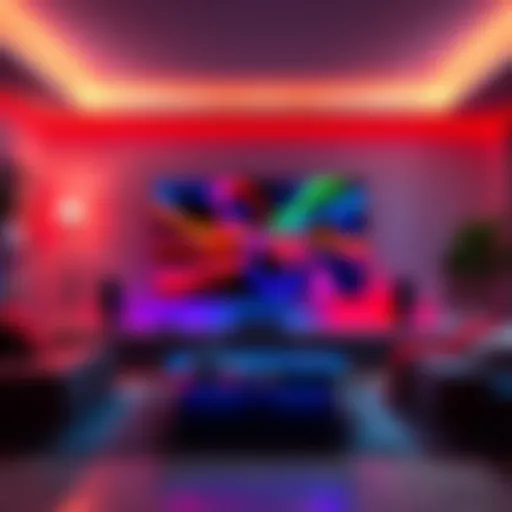 A modern living room featuring a new OLED TV displaying vibrant colors, highlighting its superior picture quality during gaming and media watching.