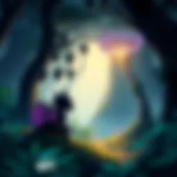 A digital artwork showing a vibrant forest scene with an Ori character looking at a glowing light, hinting at a new game reveal.