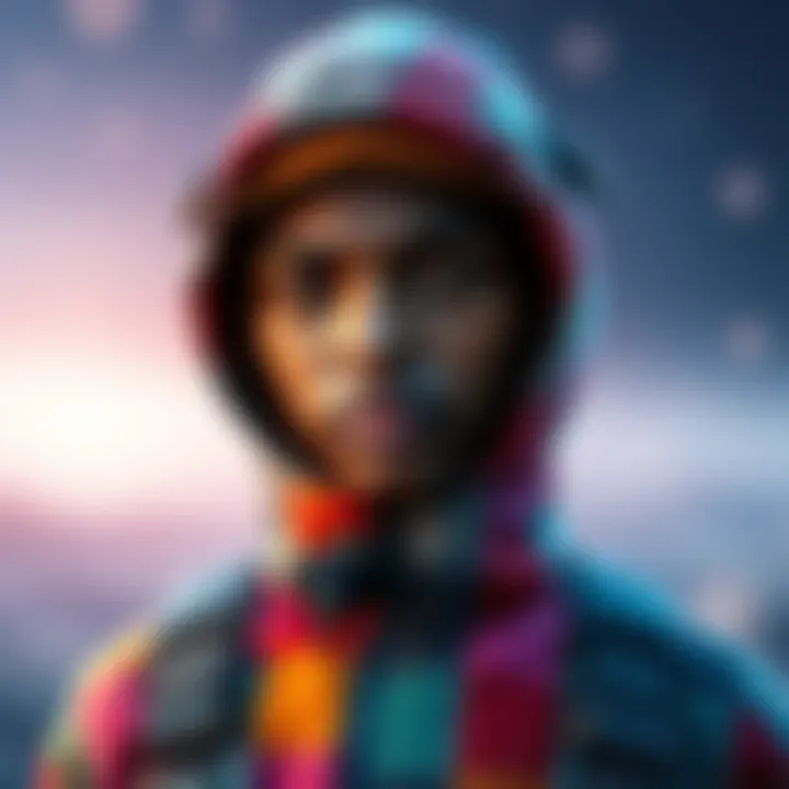 Character wearing the new Patchwork Skin after completing the second expedition, featuring colorful patchwork designs.