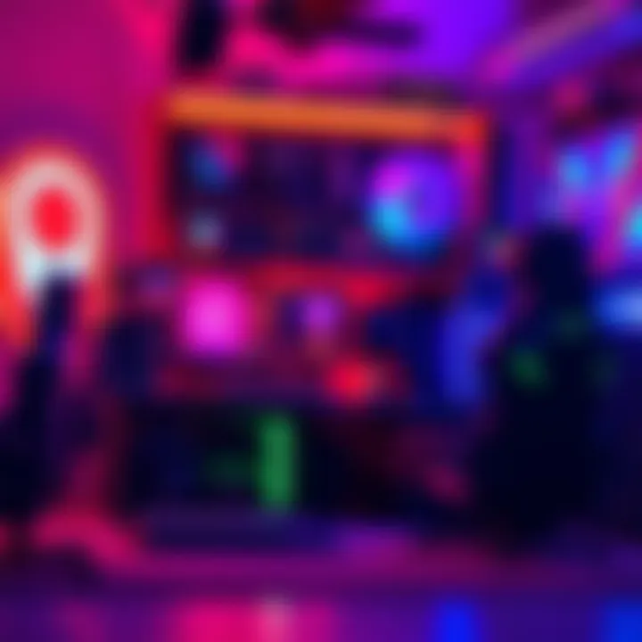 A modern PC gaming setup with advanced hardware and peripherals, showcasing a vibrant gaming environment.