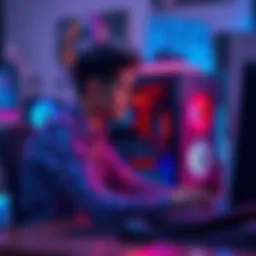 A person sitting at a desk, looking thoughtfully at a new PC with various components visible, considering pricing advice from the community.