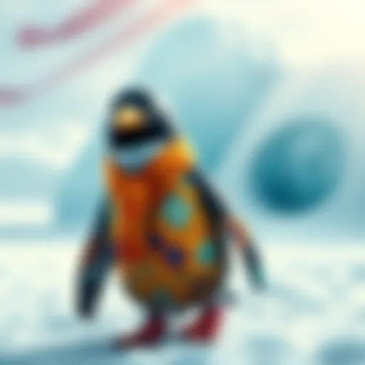 A new colorful Penguin skin design with vibrant patterns and accessories