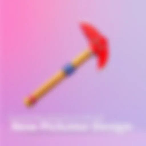 A colorful pickaxe with a playful face and Mario-themed elements, showcased against a simple background.