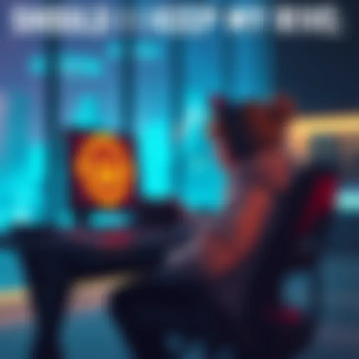 A gamer sitting at a desk, contemplating whether to keep or reroll a Riven in a game, with a computer screen showing the game's interface.