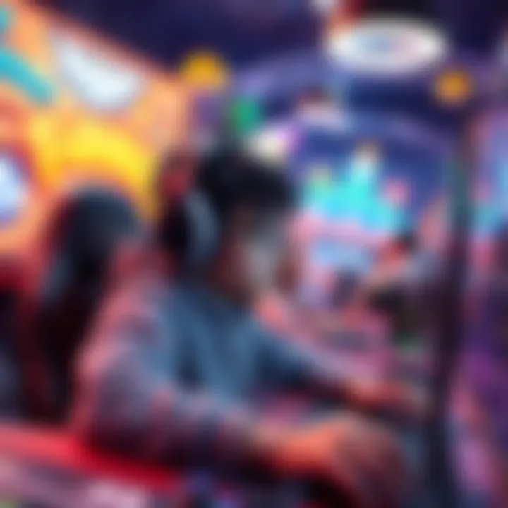 A new player enjoying various fun maps in a colorful gaming setting, surrounded by vibrant graphics and engaging gameplay elements.