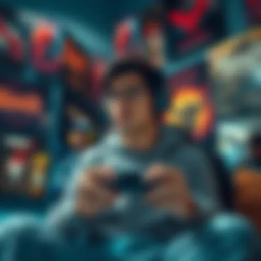 A new player looking for advice on a challenging souls game, holding a game controller and surrounded by game posters.