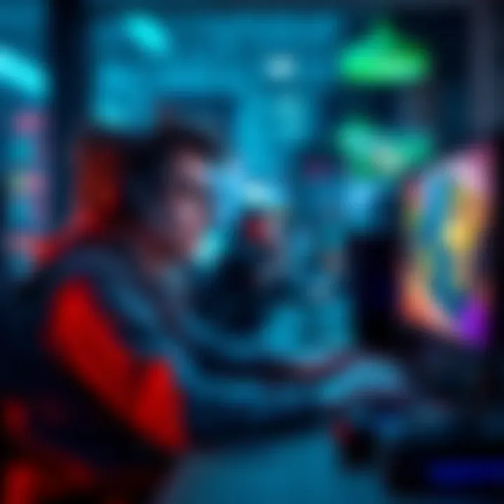 A new player sits in front of a computer, exploring a game with colorful graphics and different expansion options on the screen.