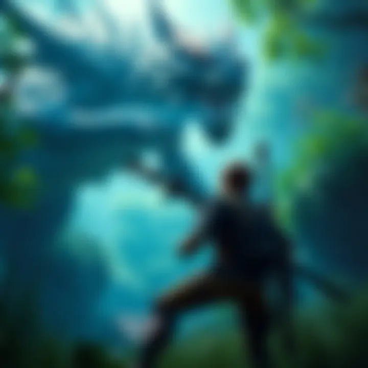 A new player holding a weapon in Monster Hunter Rise, ready for action against a large monster in a lush environment