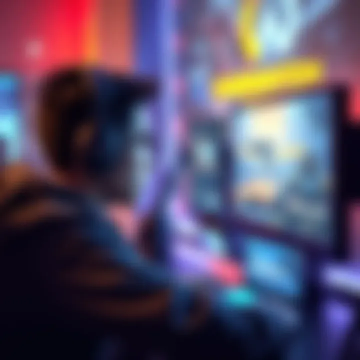 A gamer looking at Overwatch gameplay on a computer screen, contemplating starting the game.