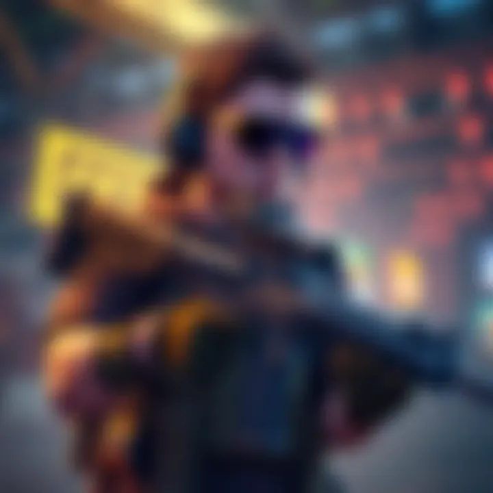 New player with weapons and builds A beginner gamer exploring various weapon and build options in a colorful gaming environment