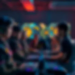 A group of new players gathered around screens, looking frustrated while discussing gear upgrades in Marathon.